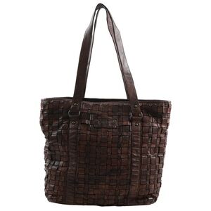 Gianni Conti Brown Woven Leather Tote Bag Shoulder Purse
